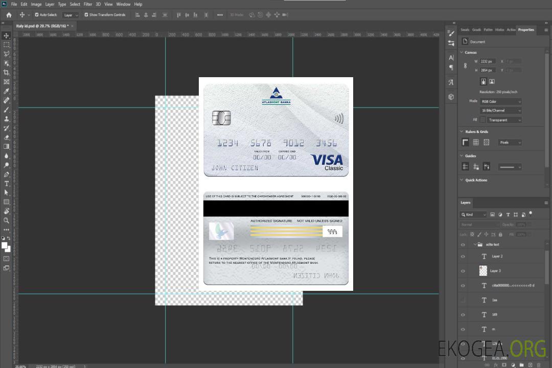 Carte visa classique Monténégro Atlasmont Bank template Carte visa classique Monténégro Atlasmont Bank template